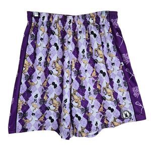 Flow Society Kangaroo Lacrosse Shorts XL Purple Argyle All Over Print